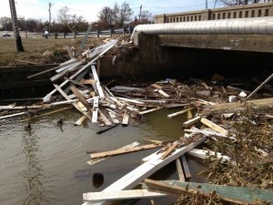 Debris in Deal Lake a week after superstorm Sandy