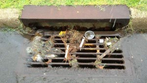 Stormwater flows into a storm drain linked to Deal Lake as Tropical Storm Andrea approached New Jersey